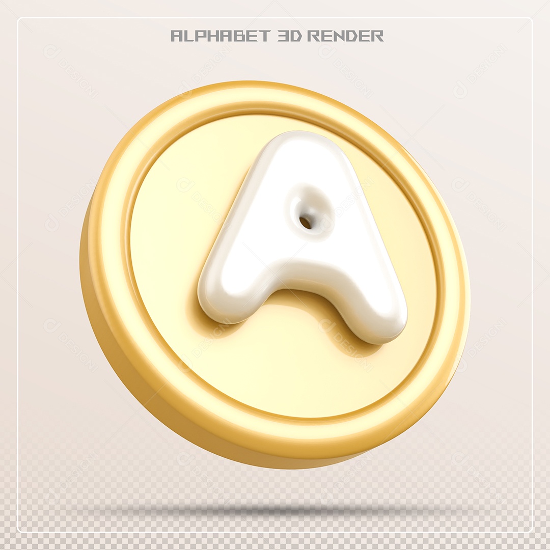 Moeda Com Letra A Maiúscula Elemento 3D Para Composição PSD