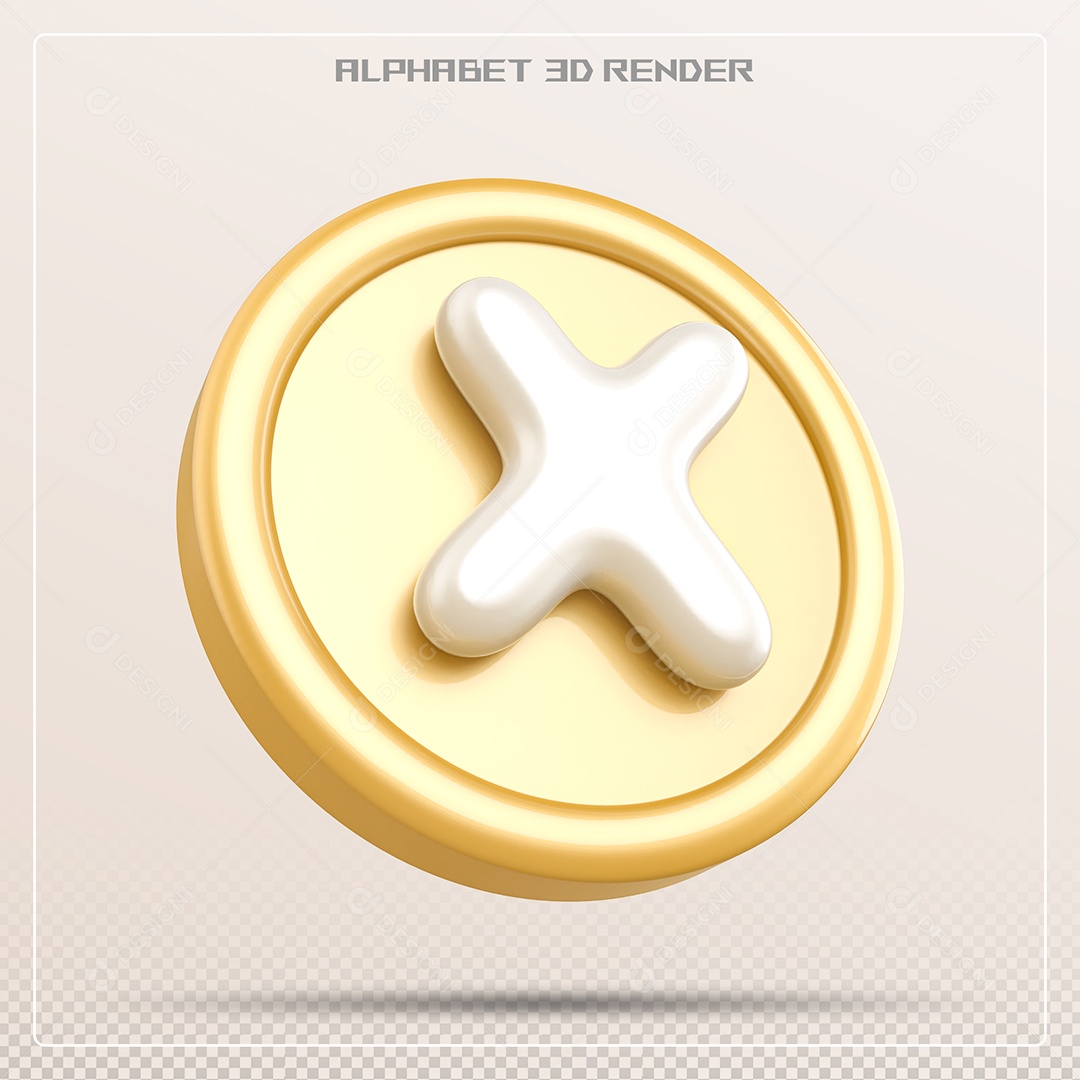 Moeda Com Letra X Maiúscula Elemento 3D Para Composição PSD