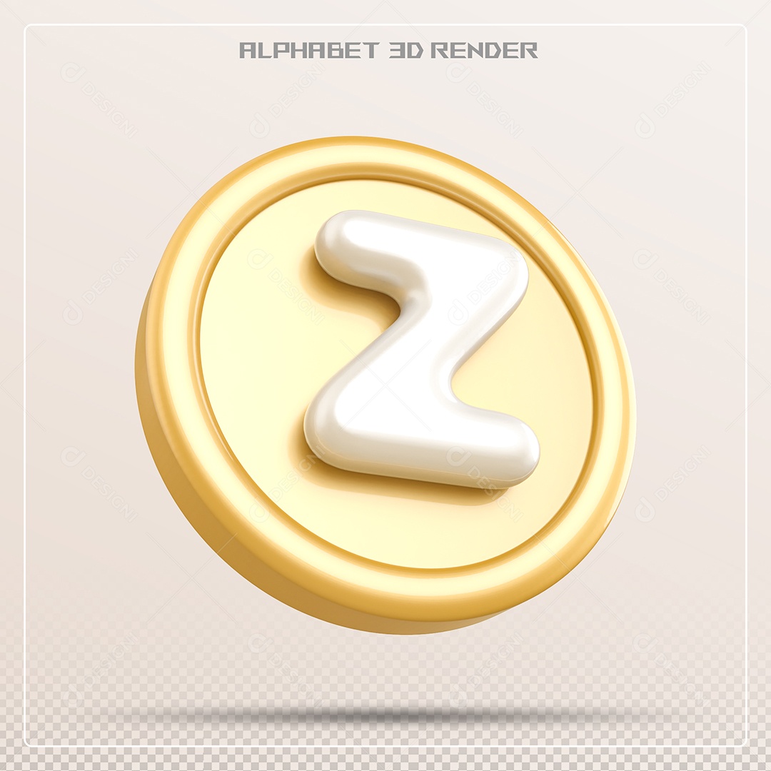 Moeda Com Letra Z Maiúscula Elemento 3D Para Composição PSD