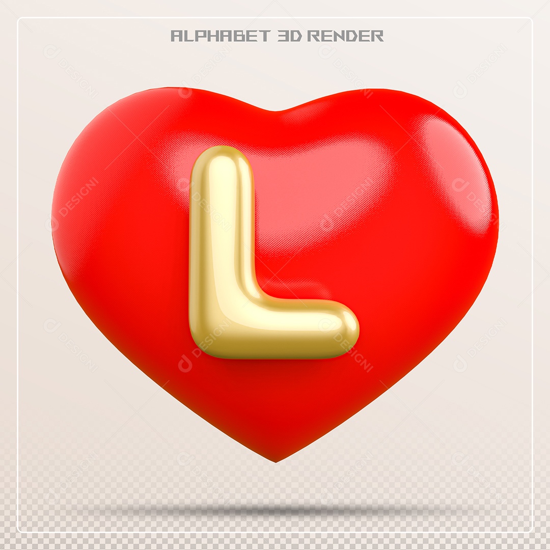 Coração Com Letra O Maiúscula Elemento 3D Para Composição PSD