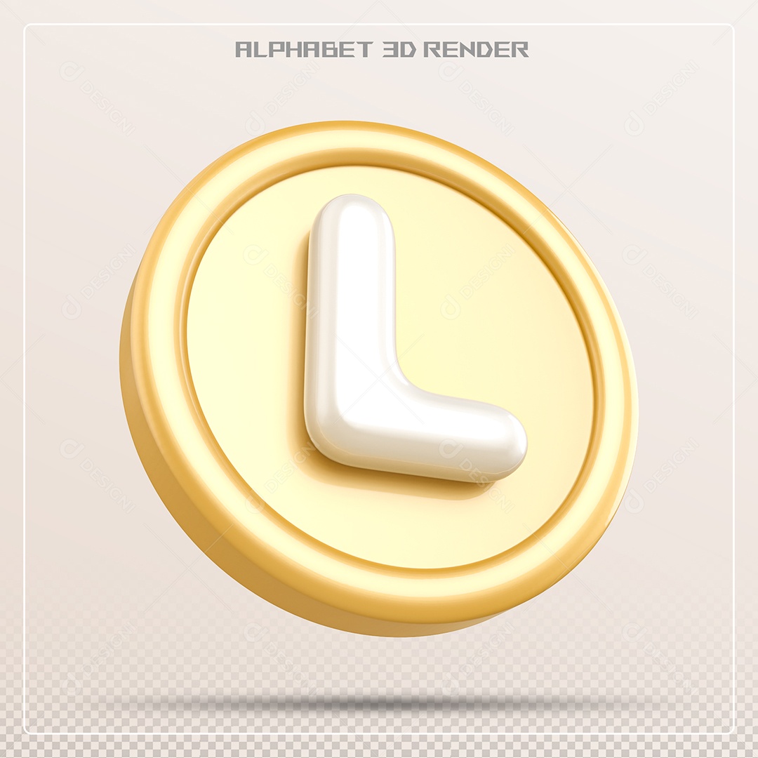 Moeda Com Letra L Maiúscula Elemento 3D Para Composição PSD