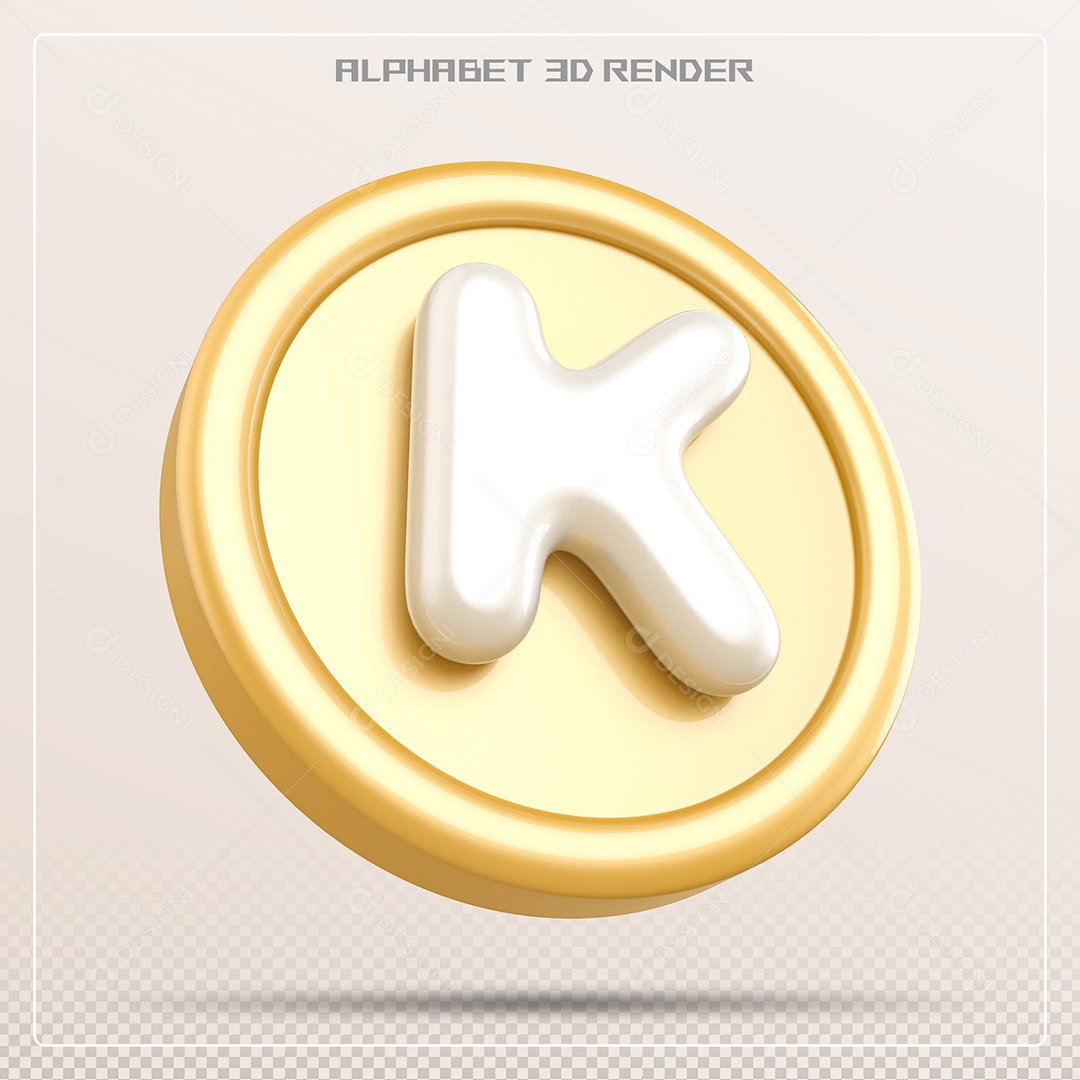 Moeda Com Letra K Maiúscula Elemento 3D Para Composição PSD