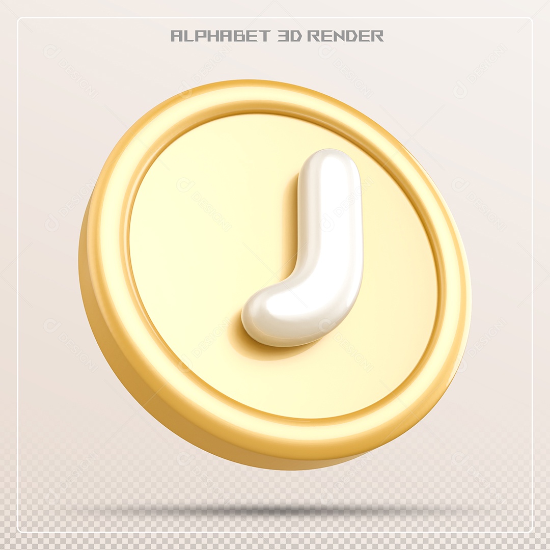 Moeda Com Letra J Maiúscula Elemento 3D Para Composição PSD