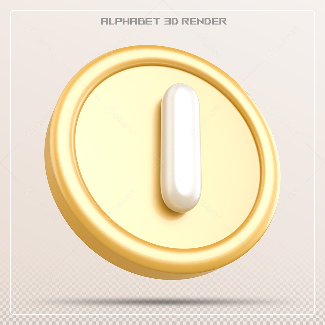 Moeda Com Letra I Maiúscula Elemento 3D Para Composição PSD