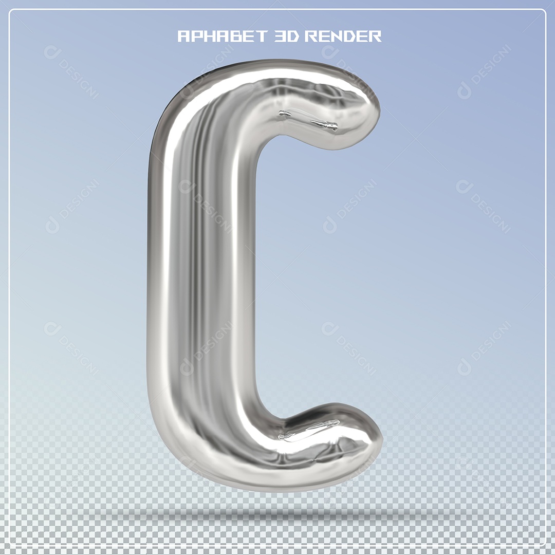 Letra Azul C Maiúscula Elemento 3D Para Composição PSD