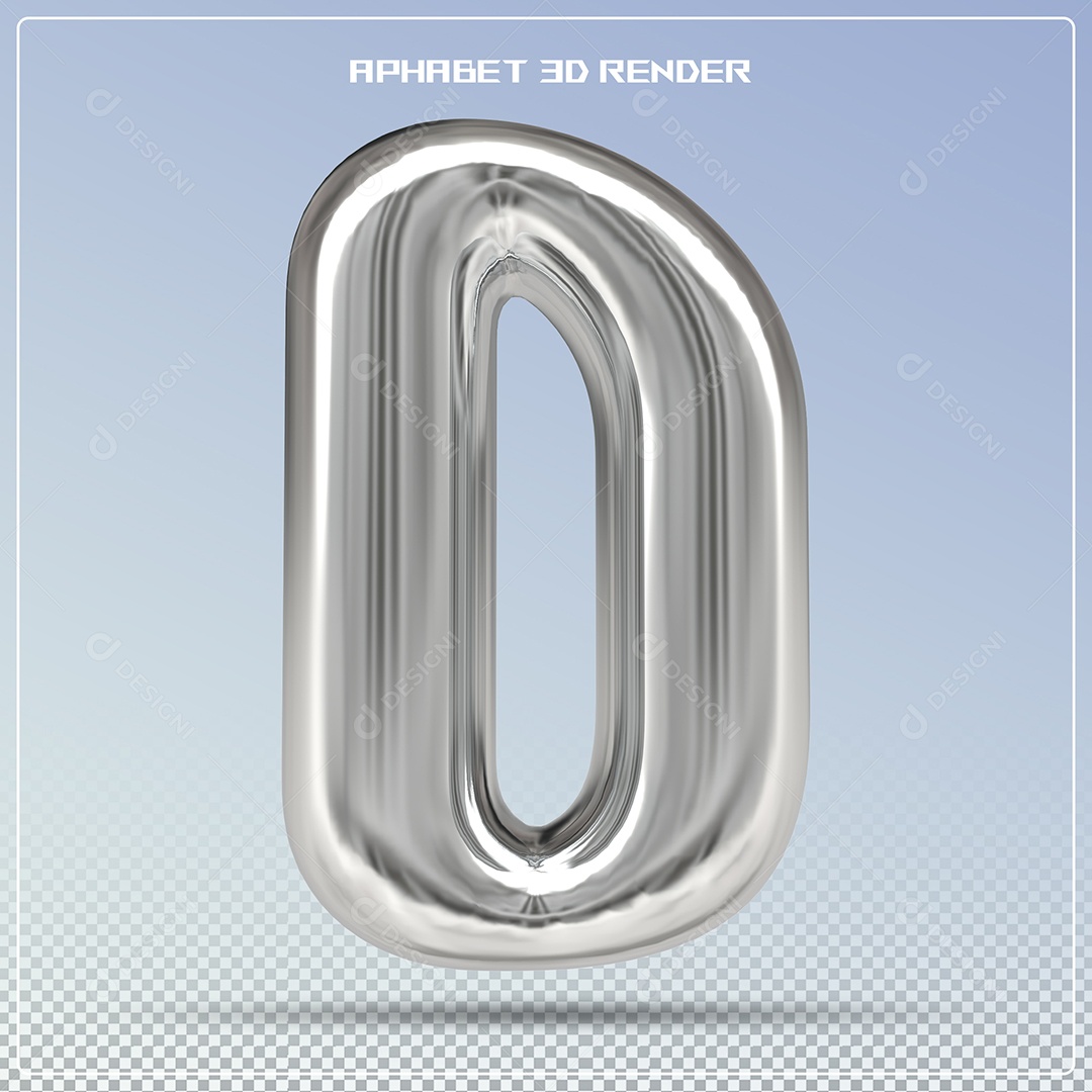 Letra Prata D Maiúscula Elemento 3D Para Composição PSD