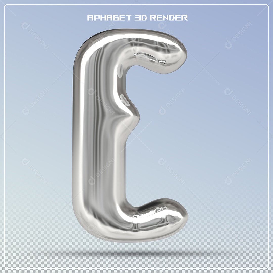 Letra Prata E Maiúscula Elemento 3D Para Composição PSD