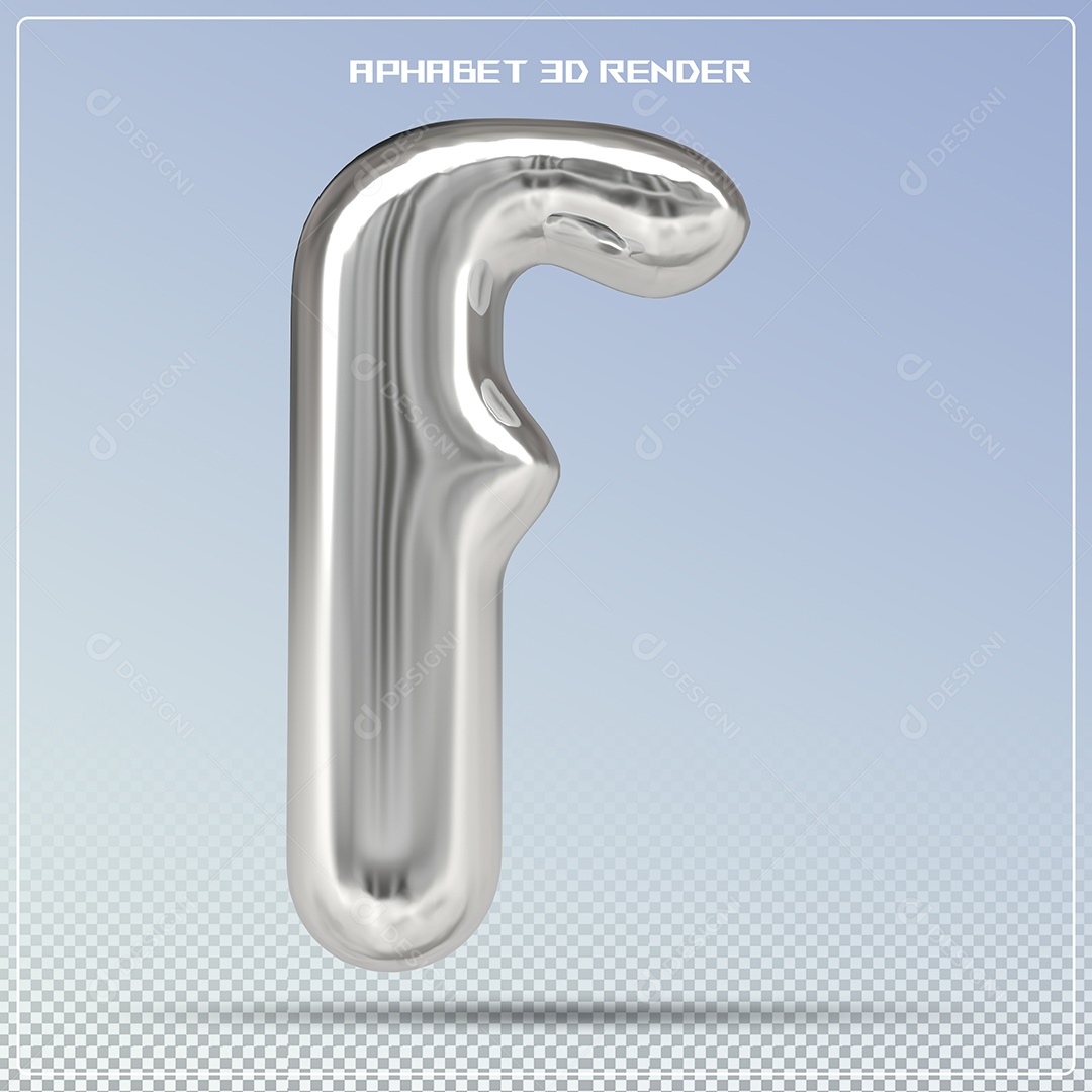 Letra Prata f Minúscula Elemento 3D Para Composição PSD