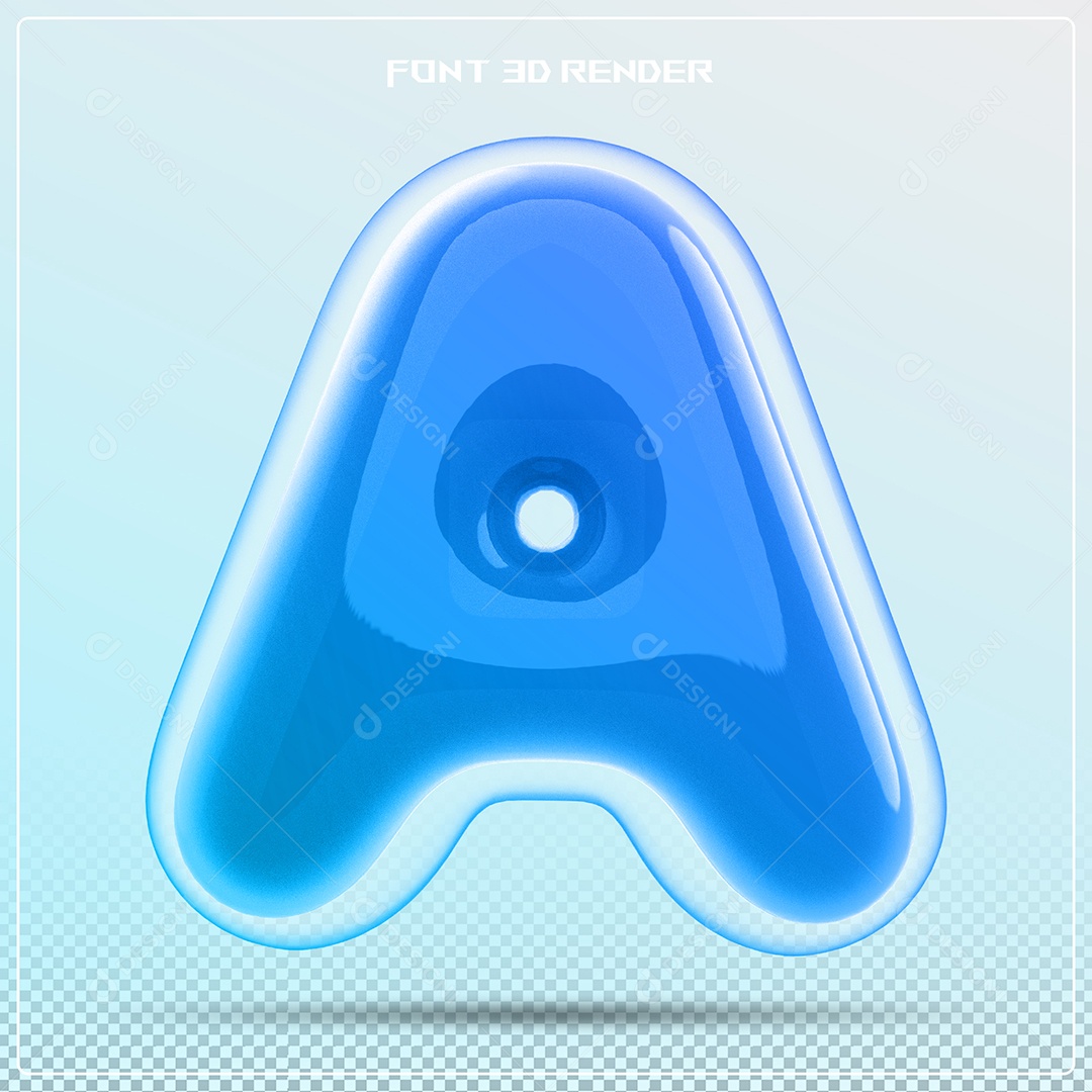 Letra Azul A Maiúscula Elemento 3D Para Composição PSD