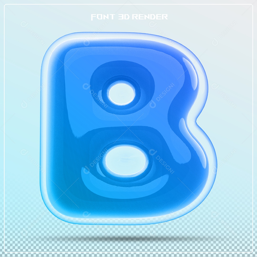 Letra Azul B Maiúscula Elemento 3D Para Composição PSD