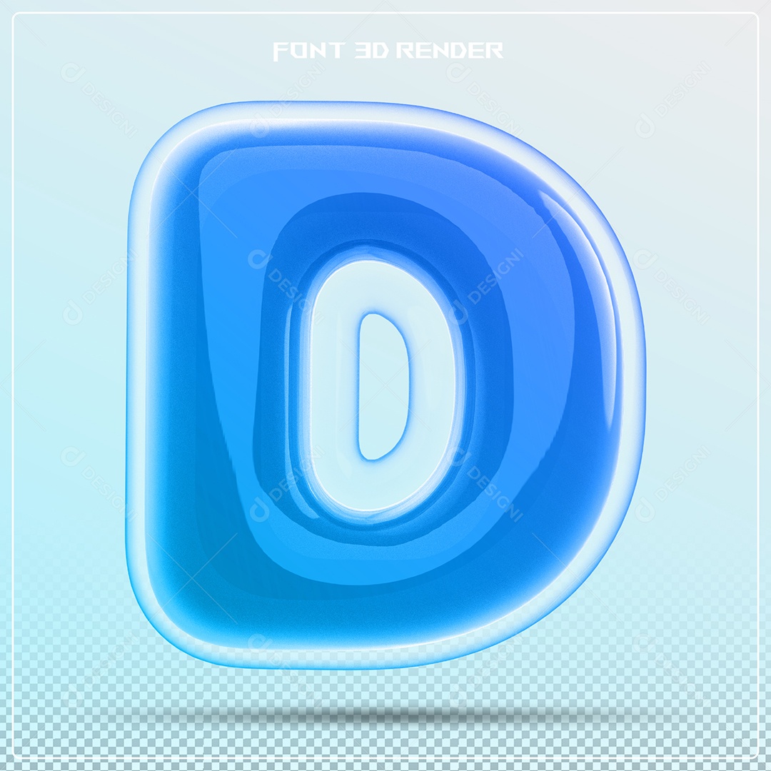 Letra Azul D Maiúscula Elemento 3D Para Composição PSD