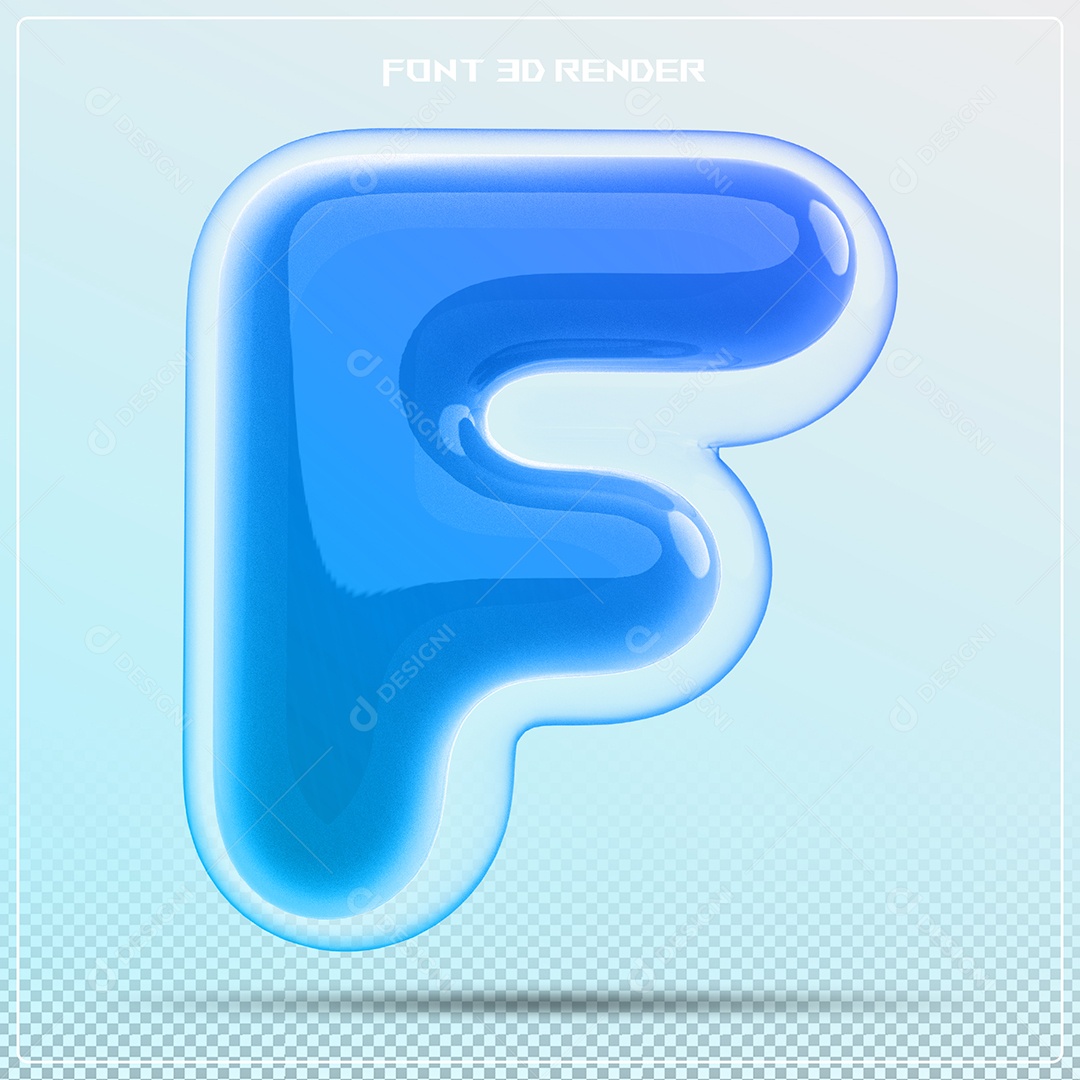 Letra Azul F Maiúscula Elemento 3D Para Composição PSD