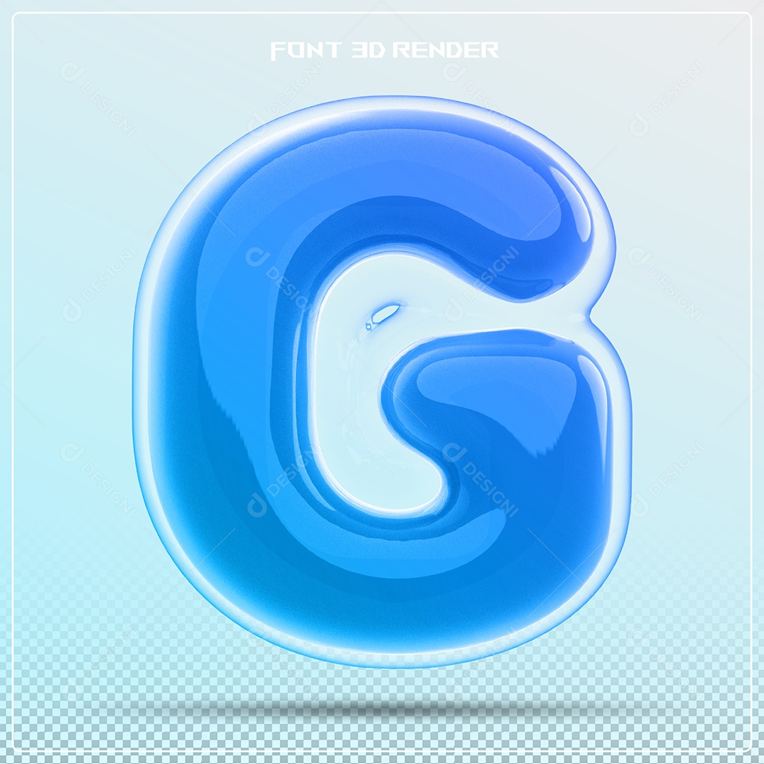 Letra Azul G Maiúscula Elemento 3D Para Composição PSD