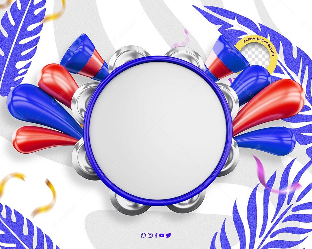 Selo 3D Campanha de Carnaval para Composição PSD