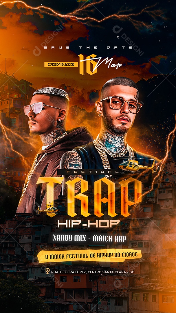 Story Flyer Festival Trap Hip Hop Social Media PSD Editável
