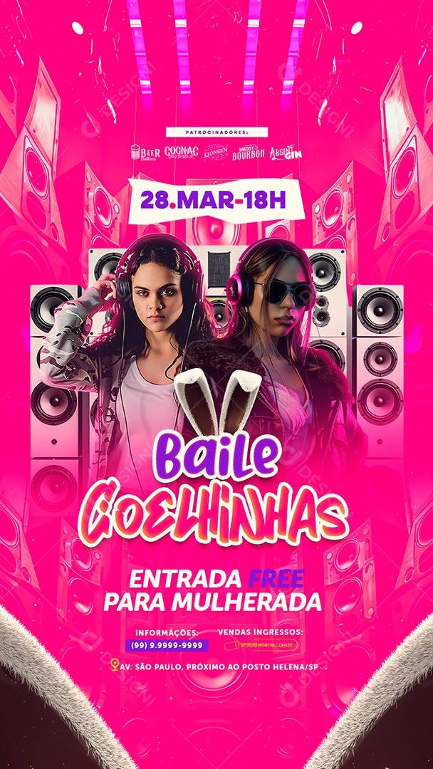 Story Flyer Baile Coelhinhas Social Media PSD Editável
