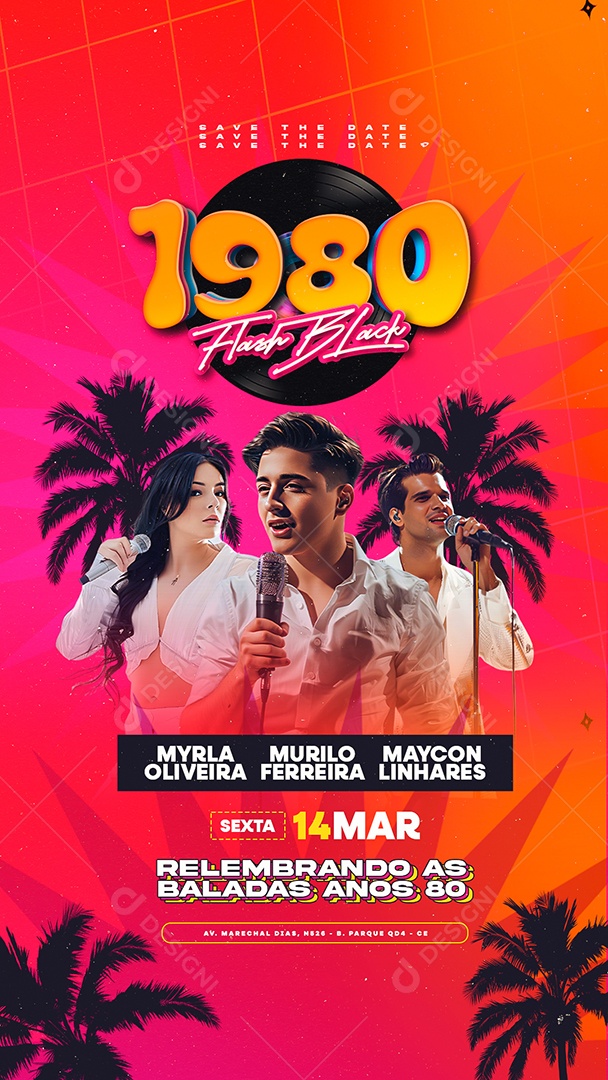 Story Flyer 1980 Flash Black Social Media PSD Editável