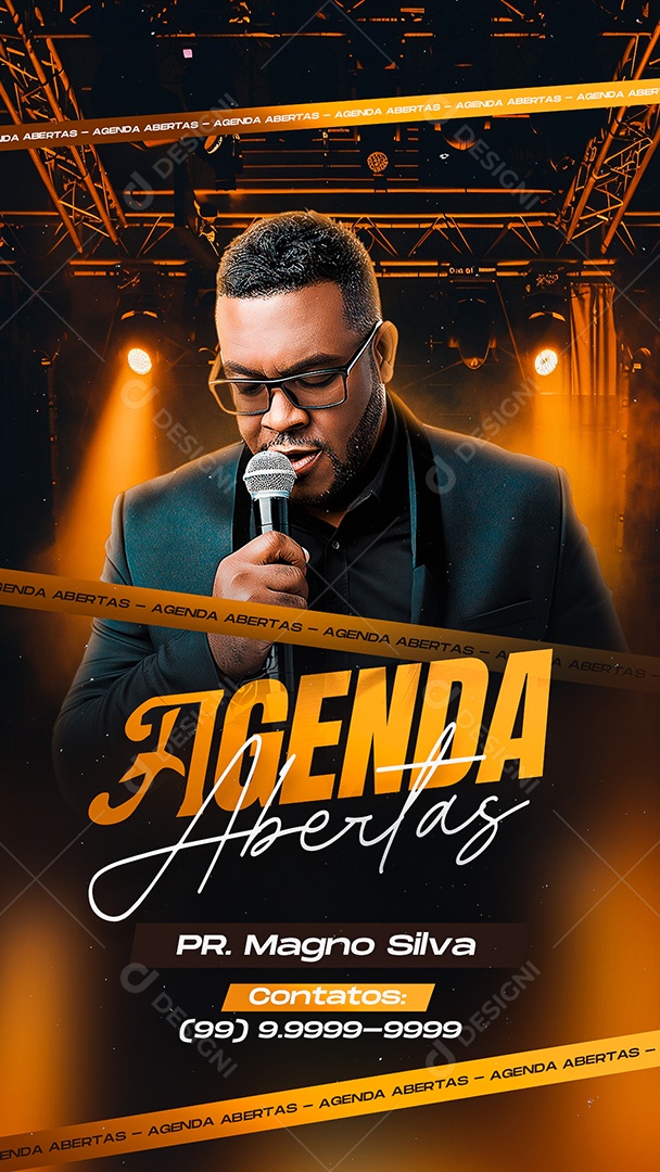 Story Flyer Gospel Agenda Abertas Pr Magno Silva Social Media PSD Editável