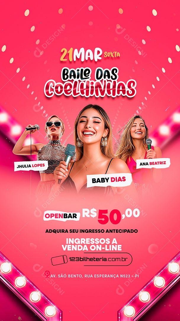 Story Flyer Baile Das Coelhinhas Social Media PSD Editável