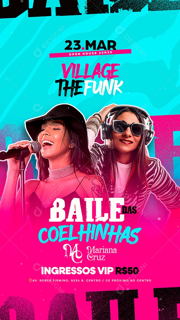 Story Flyer Village The Funk Baile Das Coelhinhas Social Media PSD Editável