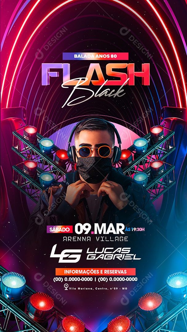 Story Flyer Flash Black Social Media PSD Editável