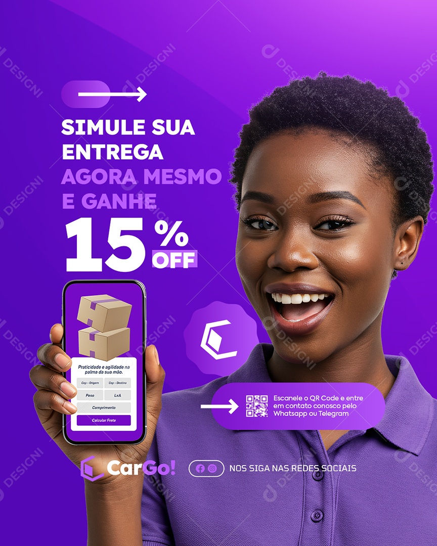 Transportadora Simule Sua Entrega Social Media PSD Editável