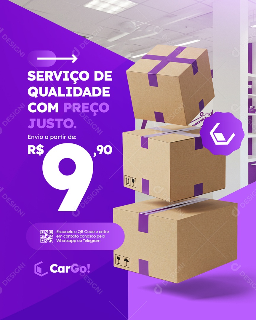 Transportadora Serviço de Qualidade com Preço Justo Social Media PSD Editável