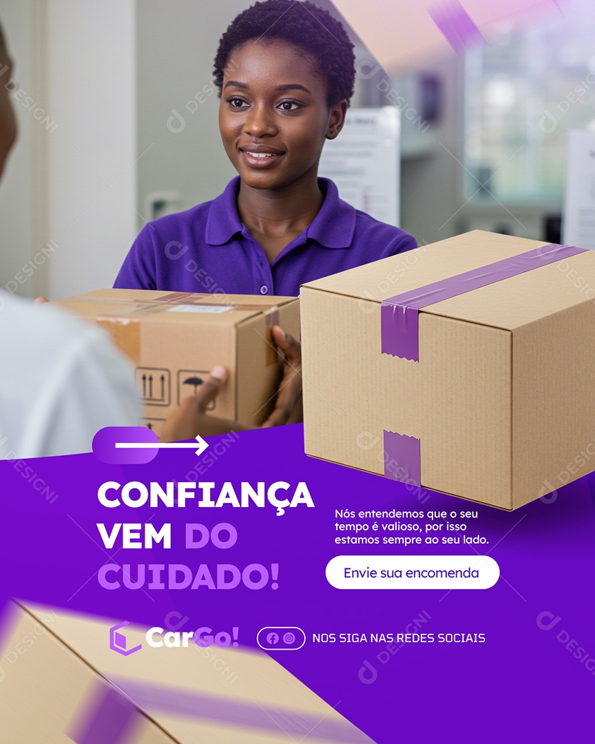 Transportadora Confiança do Cuidado Social Media PSD Editável