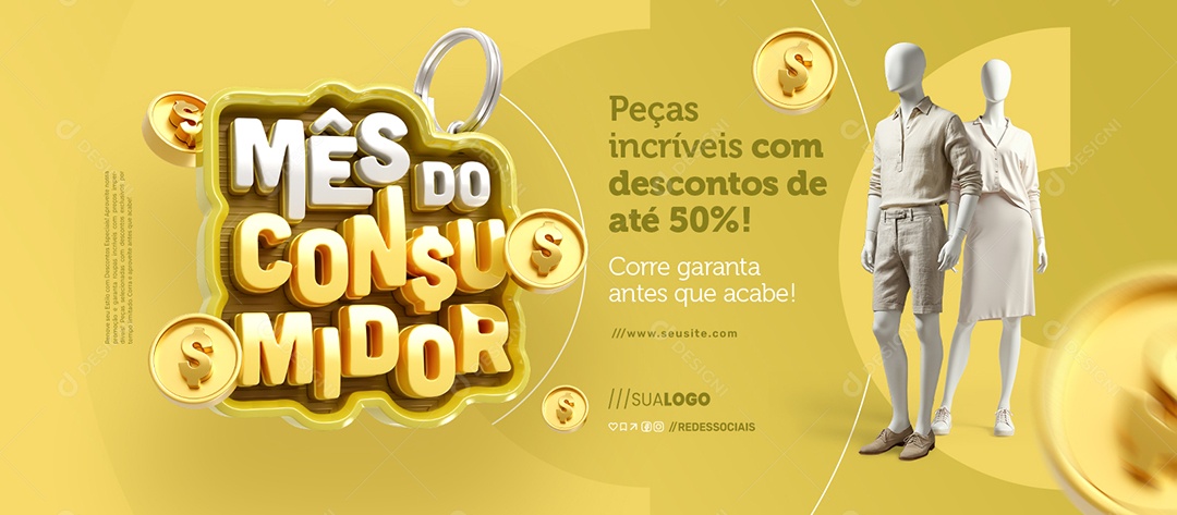 Banner Mês do Consumidor Loja de Roupas Peças Incríveis Social Media PSD Editável