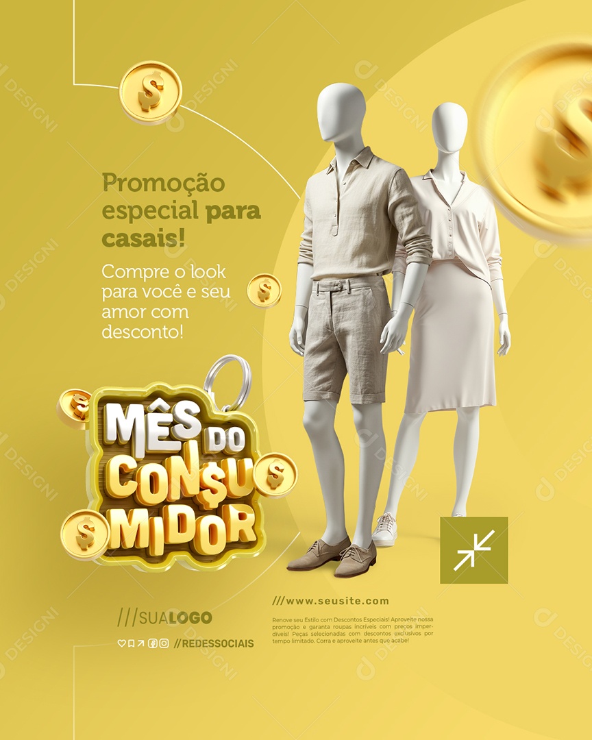 Mês do Consumidor Loja de Roupas Promoção Especial para Casais Social Media PSD Editável