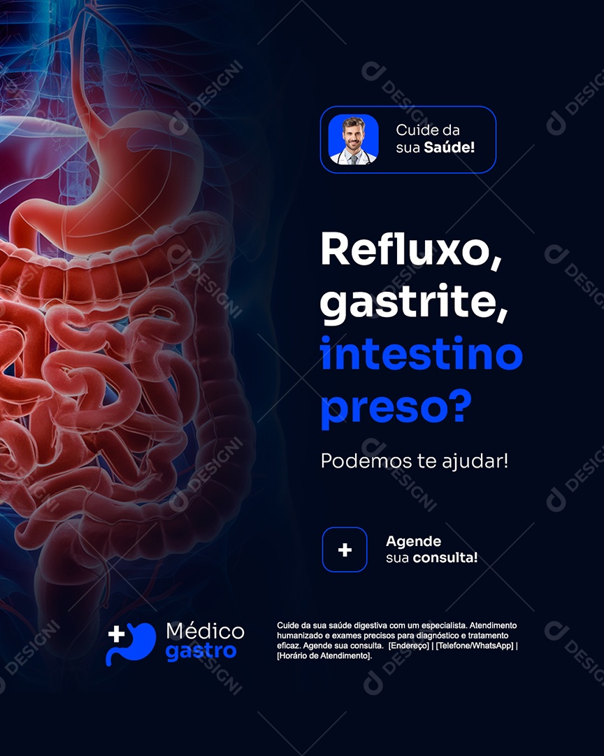 Gastro Refluxo Gastrite Social Media PSD Editável