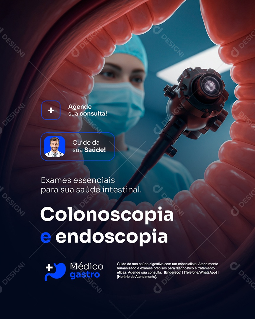 Gastro Colonoscopia e Endoscopia Social Media PSD Editável
