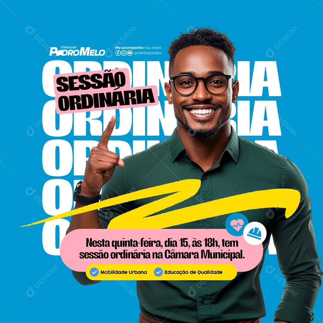 Vereador Sessão Ordinária Social Media PSD Editável