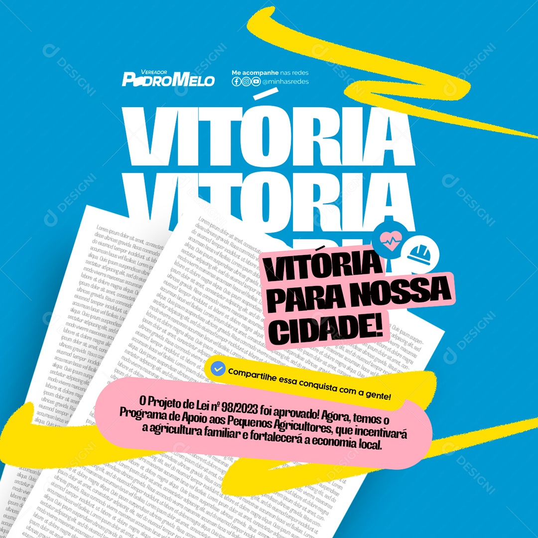 Vereador Vitória para Nossa Cidade Social Media PSD Editável