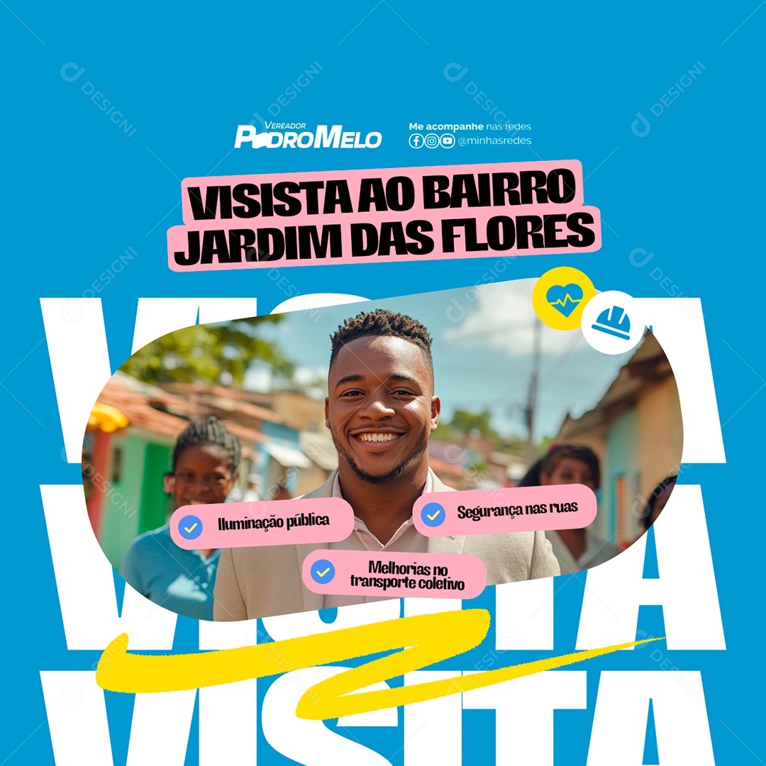 Vereador Visita ao Bairro Jardim das Flores Social Media PSD Editável