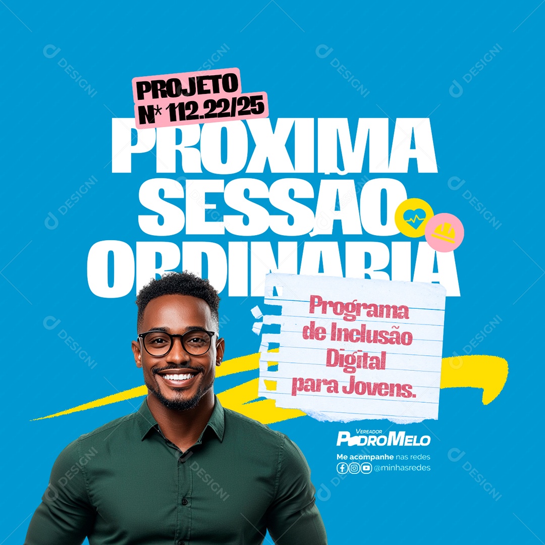 Vereador Projeto Próxima Sessão Ordinária Social Media PSD Editável