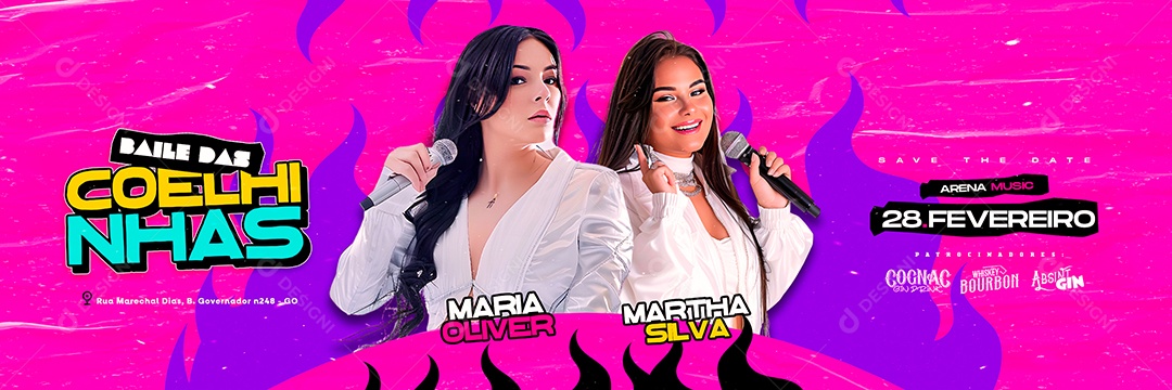 Carrossel Flyer Baile Das Coelhinhas Social Media PSD Editável