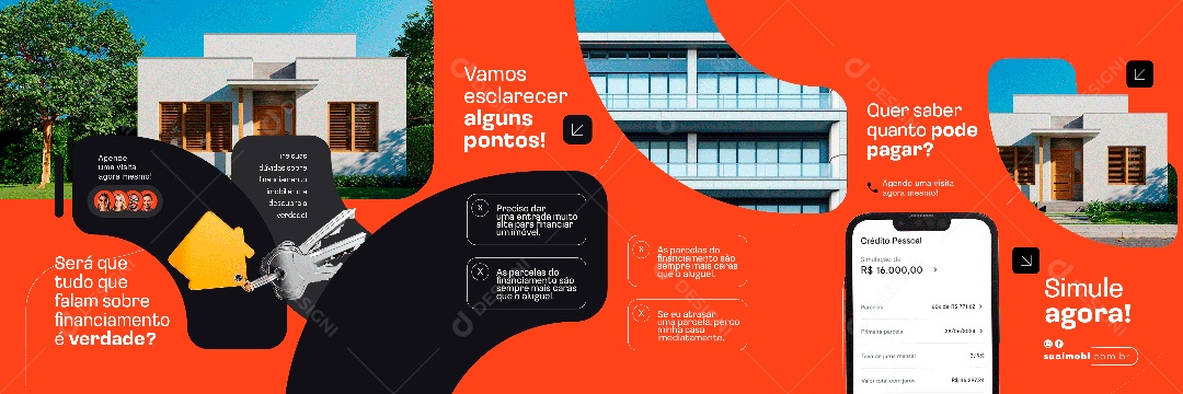 Carrossel Imobiliária Saia do Aluguel e Conquiste Seu Lar Social Media PSD Editável