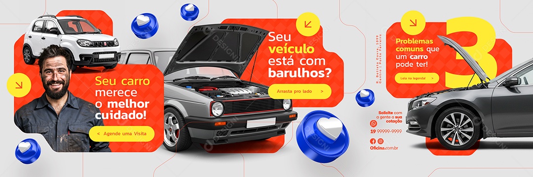 Carrossel Oficina Mecânica Seu Carro Merece o Melhor Cuidado Social Media PSD Editável