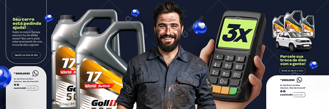 Carrossel Oficina Mecânica Seu Carro Está Pedindo Ajuda Social Media PSD Editável