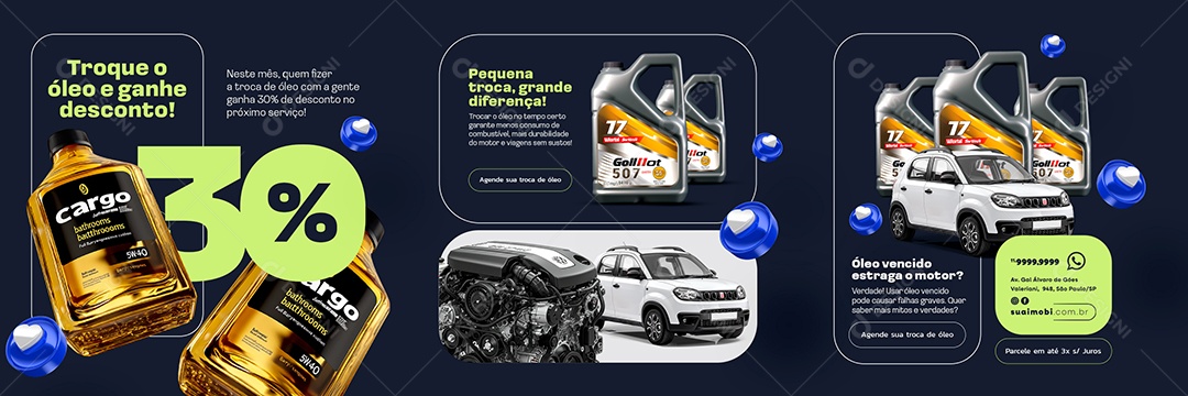 Carrossel Oficina Mecânica Troque o Óleo e Ganhe Desconto Social Media PSD Editável