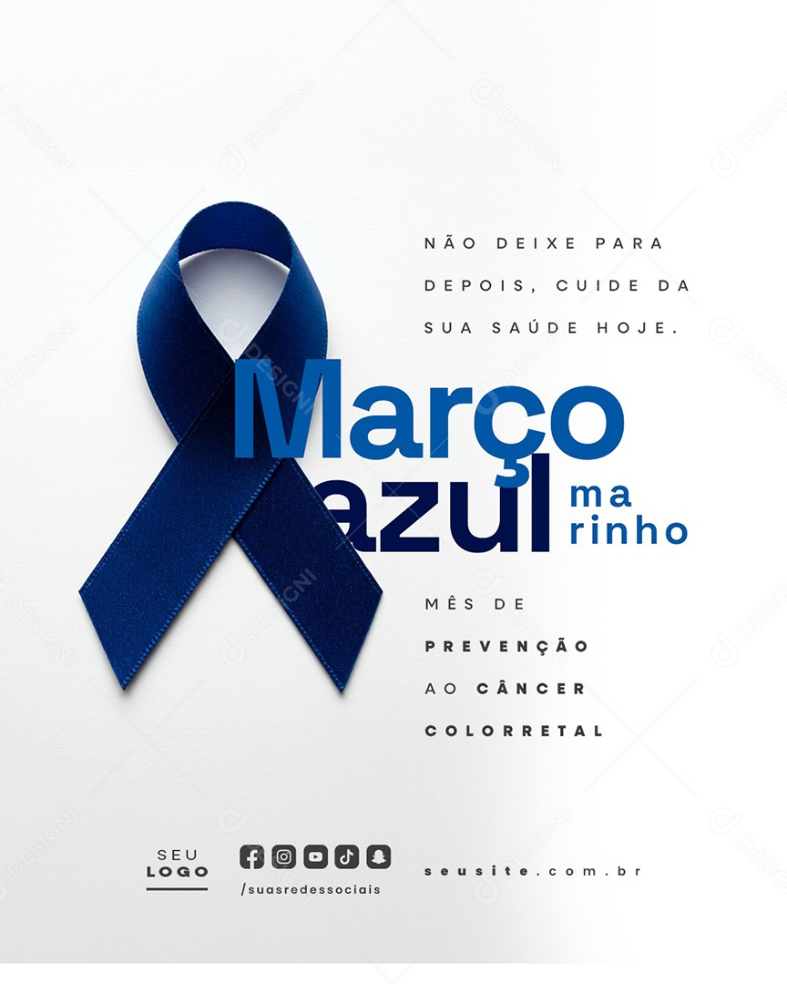 Social Media Março Azul Marinho Mês de Prevenção ao Câncer Colorretal PSD Editável