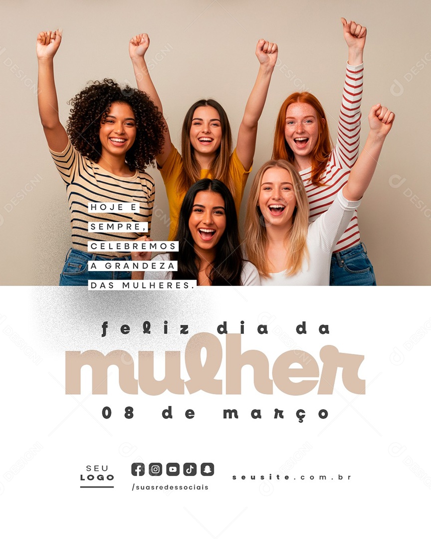 Feliz Dia Da Mulher 08 de Março Social Media PSD Editável