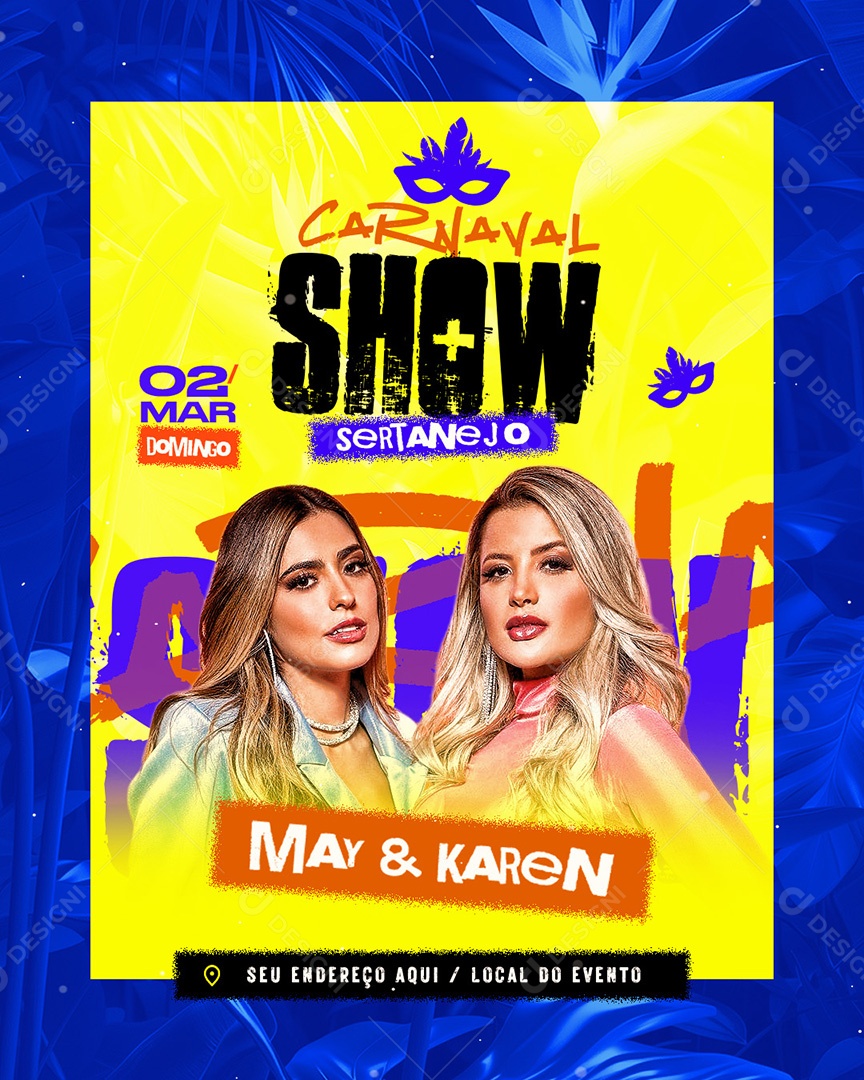 Flyer Carnaval Show Sertanejo May e Karen Social Media PSD Editável