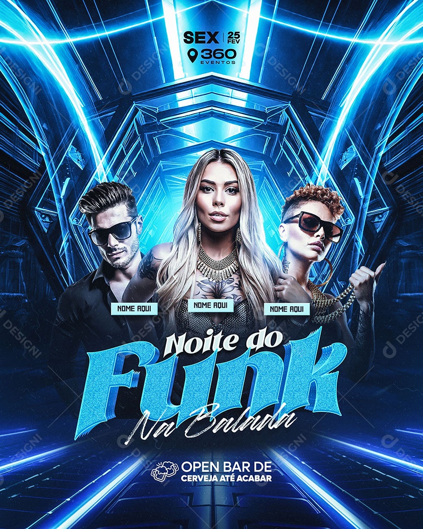 Flyer Noite do Funk na Balada Social Media PSD Editável