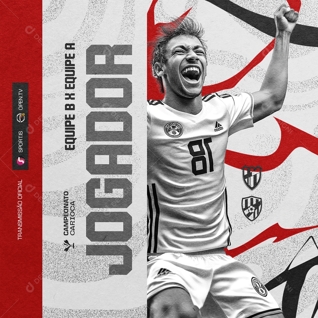 Campeonato Carioca Equipe B x Equipe A Social Media PSD Editável