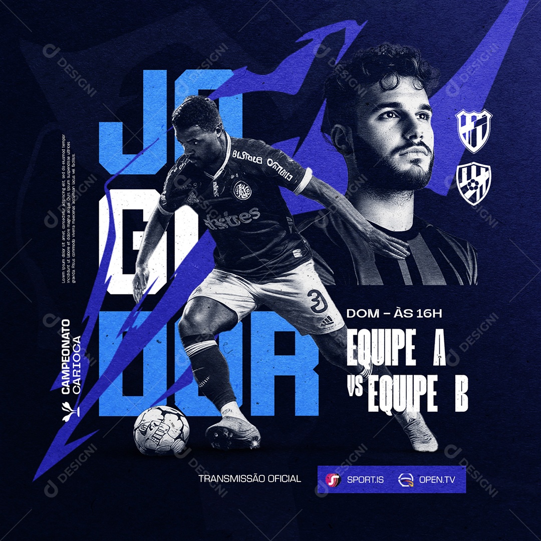 Campeonato Carioca Equipe A x Equipe B Transmissão Oficial Social Media PSD Editável