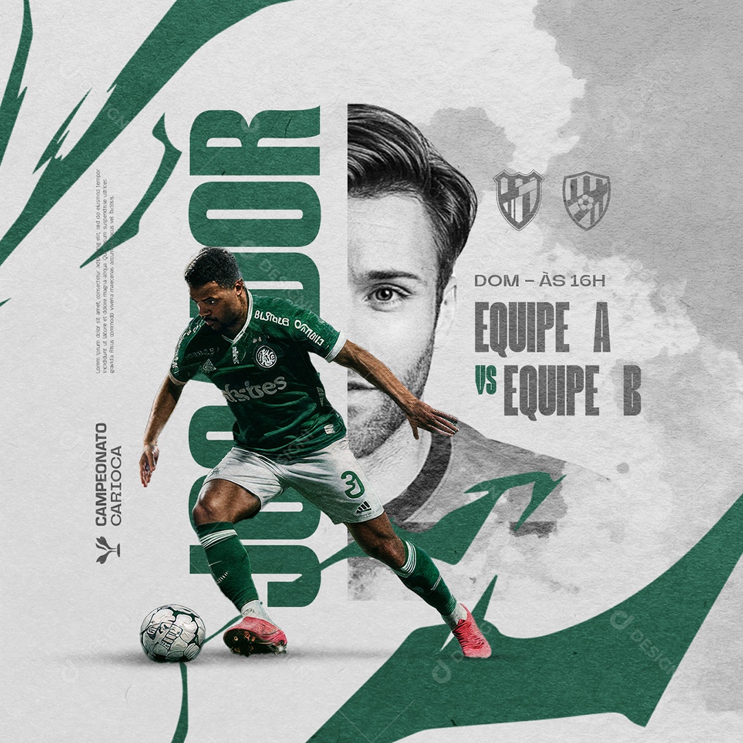 Campeonato Carioca Equipe A x Equipe B Social Media PSD Editável