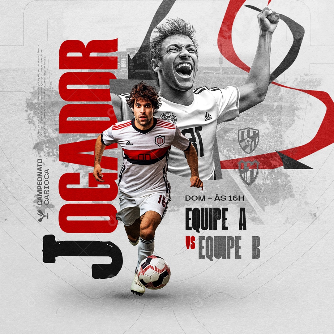 Campeonato Carioca Equipe A x Equipe B Jogador Social Media PSD Editável