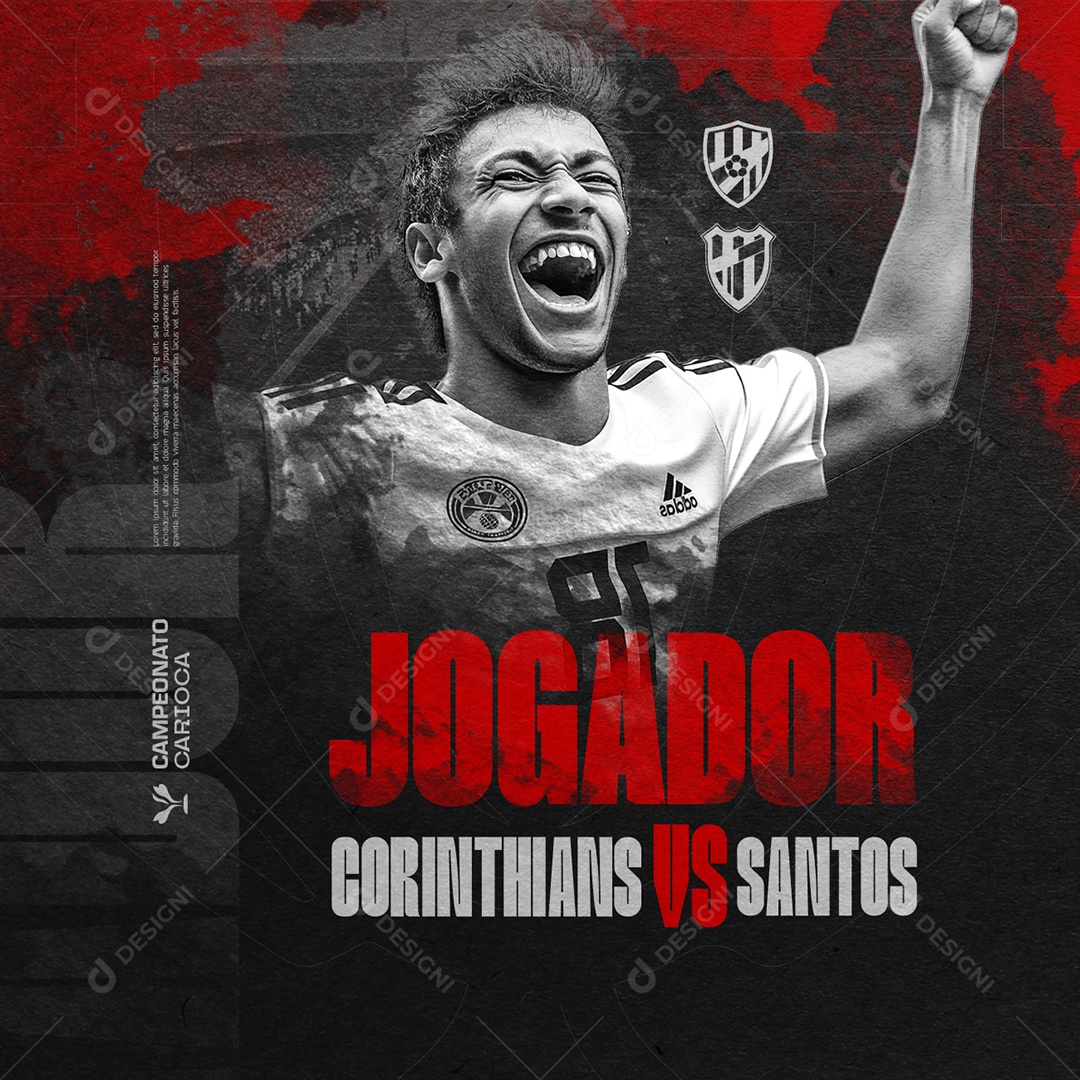 Campeonato Carioca Corinthians x Santos Jogador Social Media PSD Editável